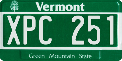 VT license plate XPC251