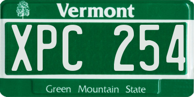 VT license plate XPC254