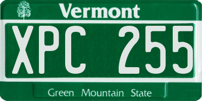 VT license plate XPC255