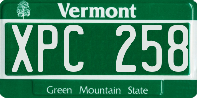 VT license plate XPC258