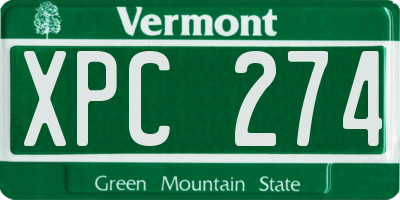 VT license plate XPC274
