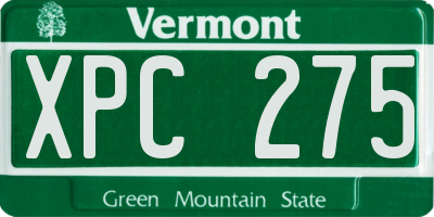 VT license plate XPC275
