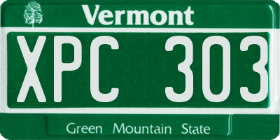 VT license plate XPC303