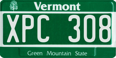 VT license plate XPC308