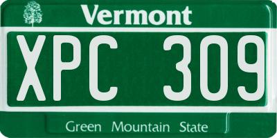 VT license plate XPC309