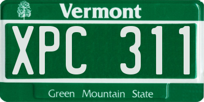 VT license plate XPC311