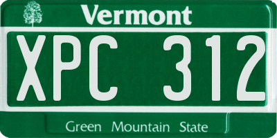 VT license plate XPC312