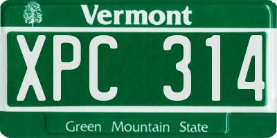 VT license plate XPC314