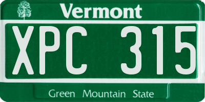 VT license plate XPC315