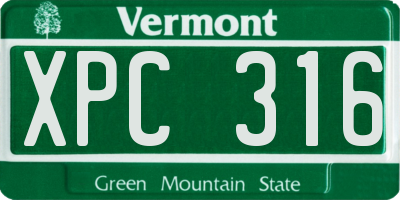 VT license plate XPC316