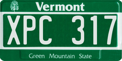 VT license plate XPC317