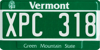 VT license plate XPC318