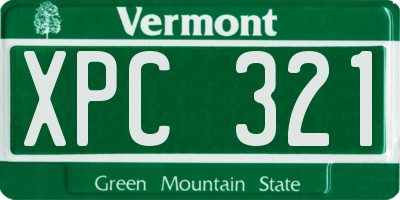 VT license plate XPC321