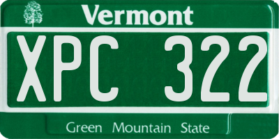 VT license plate XPC322