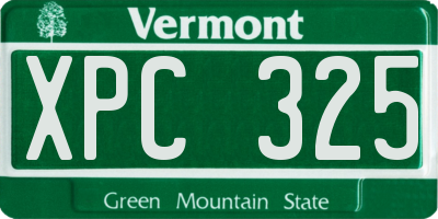 VT license plate XPC325