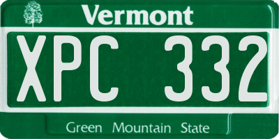 VT license plate XPC332