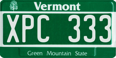 VT license plate XPC333