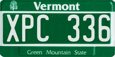 VT license plate XPC336