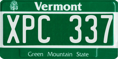 VT license plate XPC337