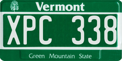 VT license plate XPC338