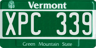 VT license plate XPC339