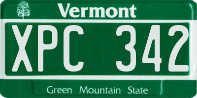 VT license plate XPC342