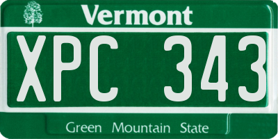 VT license plate XPC343