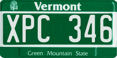 VT license plate XPC346