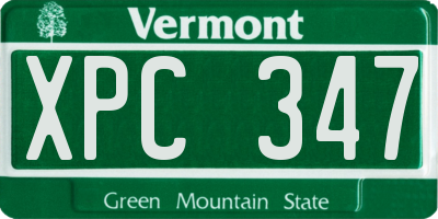 VT license plate XPC347