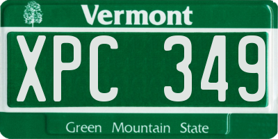 VT license plate XPC349