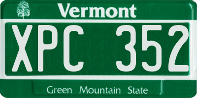 VT license plate XPC352