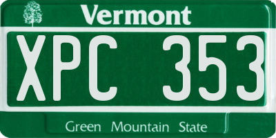 VT license plate XPC353