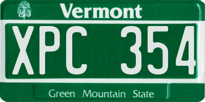 VT license plate XPC354