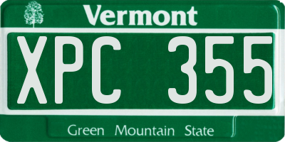 VT license plate XPC355