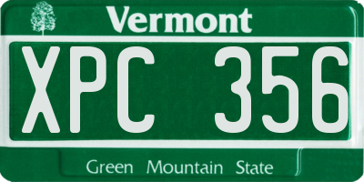 VT license plate XPC356
