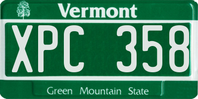 VT license plate XPC358