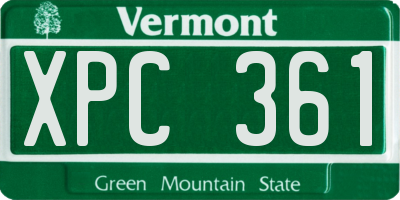 VT license plate XPC361