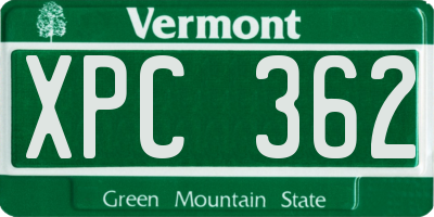 VT license plate XPC362