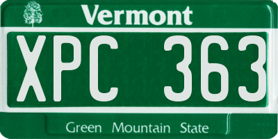 VT license plate XPC363