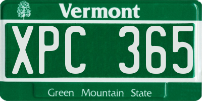 VT license plate XPC365