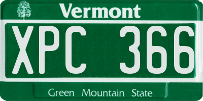 VT license plate XPC366