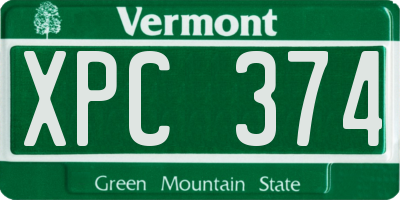 VT license plate XPC374