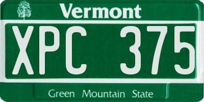 VT license plate XPC375