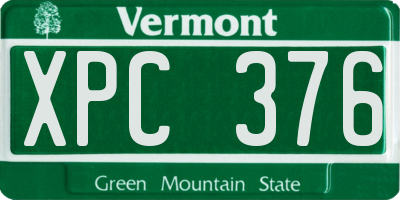 VT license plate XPC376