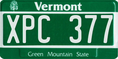 VT license plate XPC377