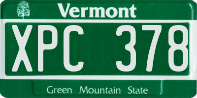 VT license plate XPC378