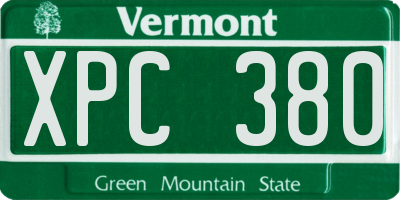 VT license plate XPC380