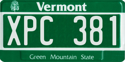 VT license plate XPC381