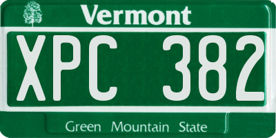 VT license plate XPC382