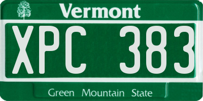 VT license plate XPC383